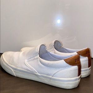 Polo Ralph Lauren White Canvas Slip Ons